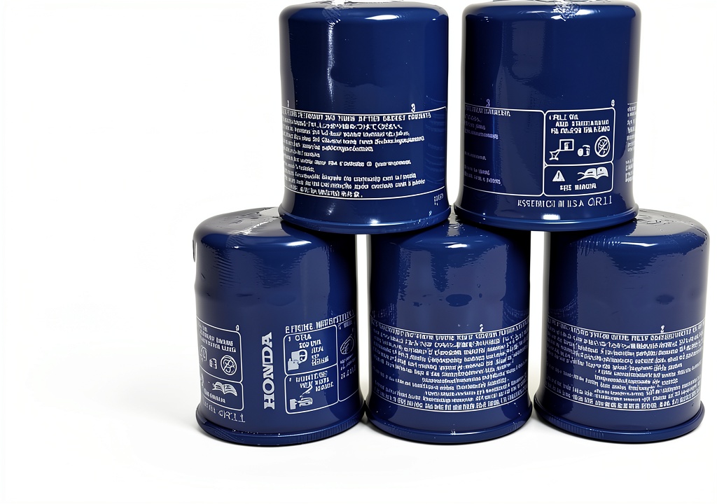 Honda oil filter being installed on a car engine