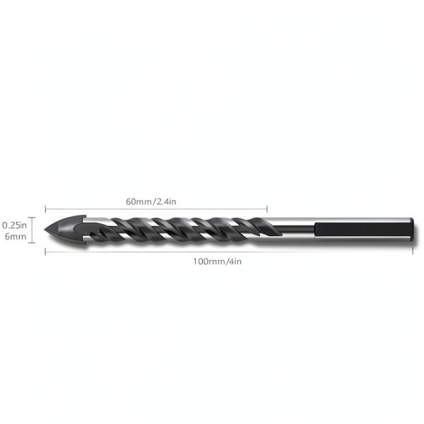 10 PCS 1/4 Inch Carbide Drill Bit Tile Glass Drill Bits 3-Flats Shank Masonry Cement Drill Bit Set for Concrete, Marble, Plastic, Brick, Tile, Wood, Cement-4