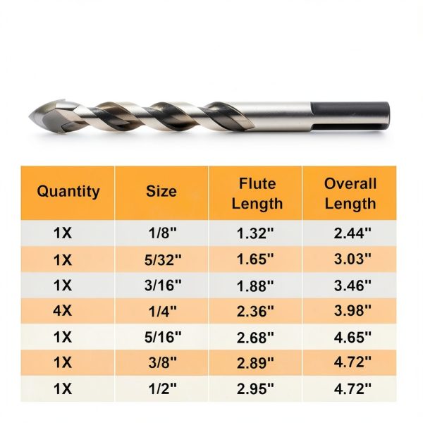 Masonry Drill Bit Set Luckyway Tungsten Carbide for Concrete Brick-1