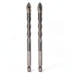 HARFINGTON 2pcs Titanium Coated Masonry Drill Bit, 10mm Concrete Drill Bits Ceramic Tile Drill Bit with 1/4" Hex Shank for Ceramic Tile Marble Mirror Glass Concrete Brick Plastic Wood-0