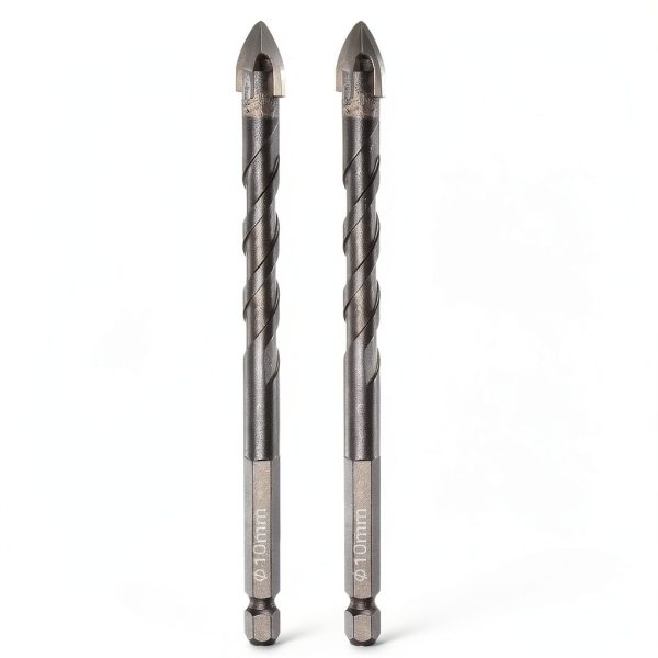 HARFINGTON 2pcs Titanium Coated Masonry Drill Bit, 10mm Concrete Drill Bits Ceramic Tile Drill Bit with 1/4" Hex Shank for Ceramic Tile Marble Mirror Glass Concrete Brick Plastic Wood-0