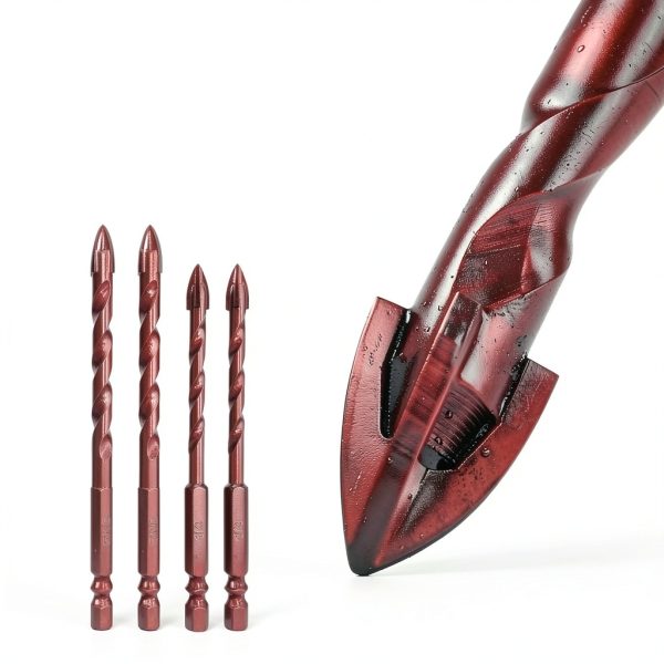 FEWELL Masonry Drill Bits 10 Pcs, Concrete Drill Bit Set Size 3/16" to 1/2", Professional High Cobalt Drill Bit Set for Tile Glass Metal Brick Concrete Ceramic Plastic Wood-4