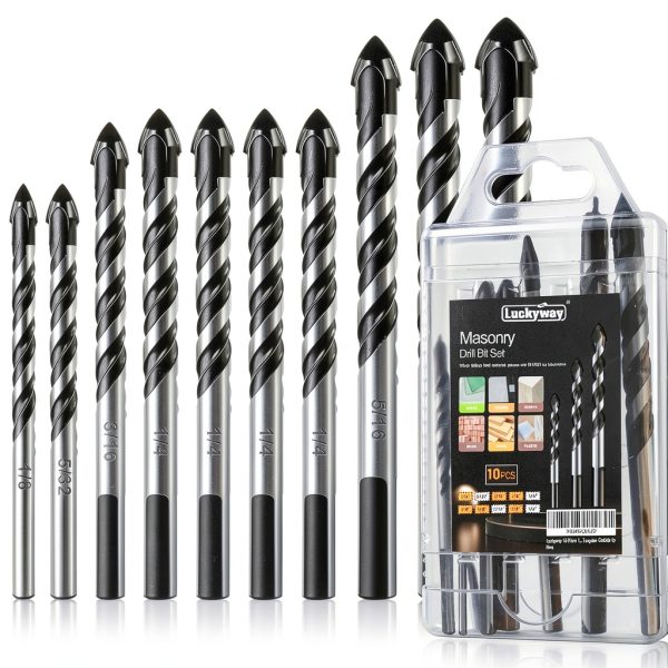 Masonry Drill Bit Set Luckyway Tungsten Carbide for Concrete Brick-0