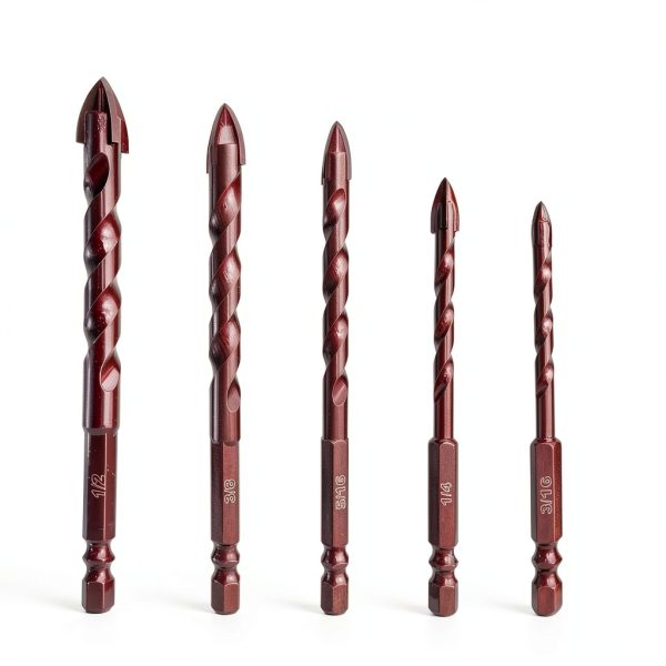FEWELL Masonry Drill Bits 10 Pcs, Concrete Drill Bit Set Size 3/16" to 1/2", Professional High Cobalt Drill Bit Set for Tile Glass Metal Brick Concrete Ceramic Plastic Wood-1