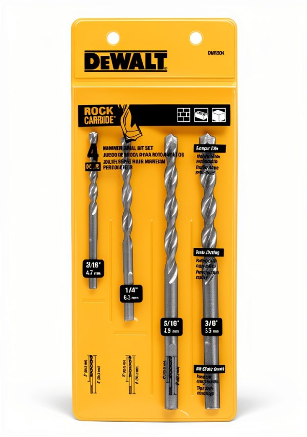 DEWALT Masonry Drill Bit Set DW5204 4-Piece with Carbide Tips-0
